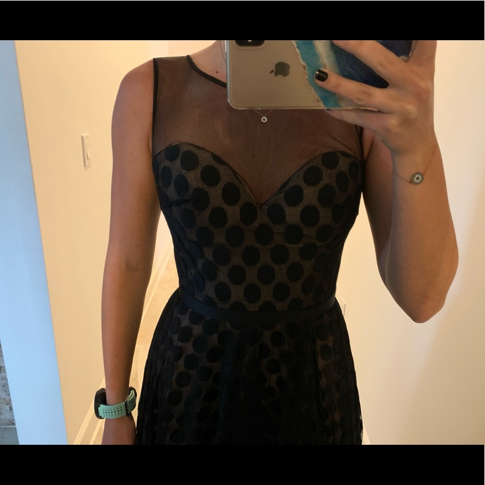Black long polkadot dress